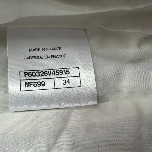 Chanel Tweed Jacket Women's 34 White & Blue Silk Blend Lining - Picture 10 of 15